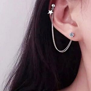 Free People Silver Star Earring Cartilage Earring